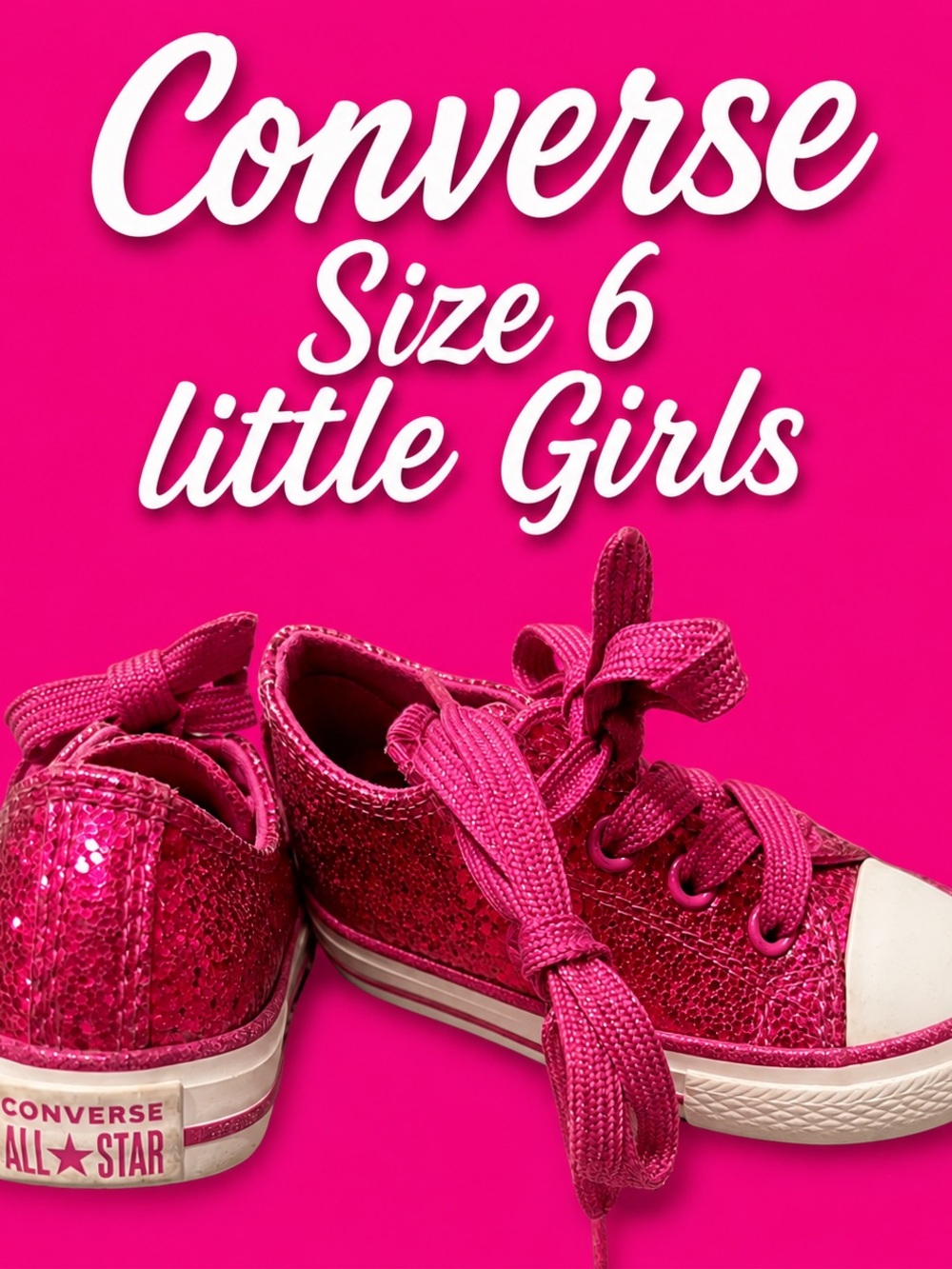 Converse Girls Hot Pink Glitter Low Top Sneakers